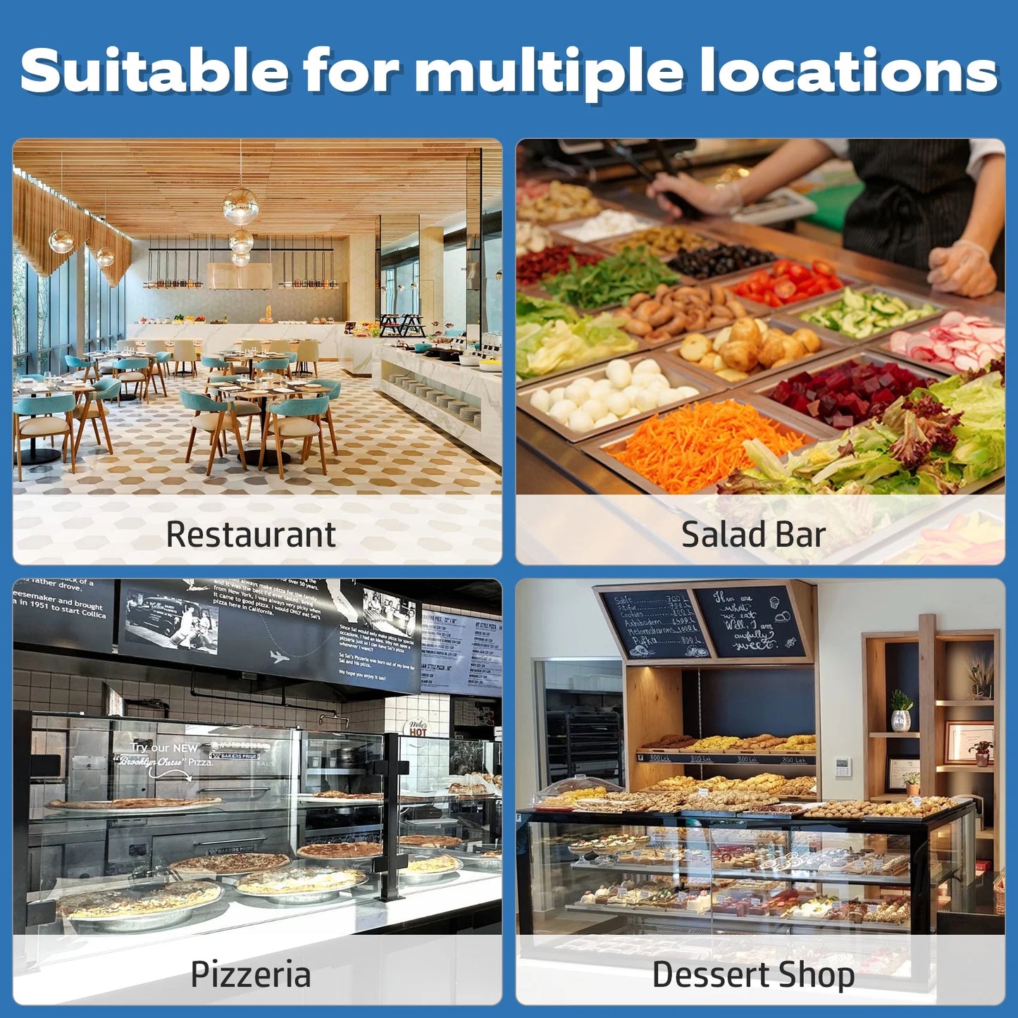 Refrigerated Condiment Prep Station, 47 inch 36 QT Sandwich Prep Table, Salad Bar, 3-Year Warranty