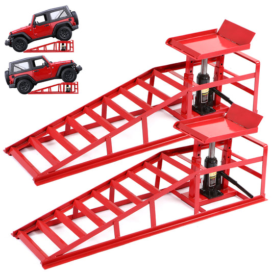 Honnecl Hydraulic Car Ramps, 2 Pack High Lift Service Ramps for Vehicles up to 5T