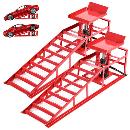 Honnecl Hydraulic Car Ramps, 2 Pack High Lift Service Ramps for Vehicles up to 5T