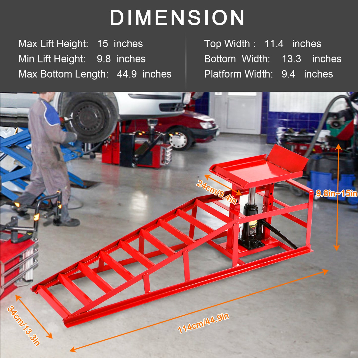 Honnecl Hydraulic Car Ramps, 2 Pack High Lift Service Ramps for Vehicles up to 5T