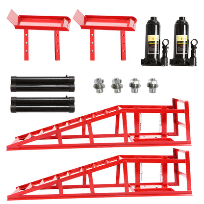 Honnecl Hydraulic Car Ramps, 2 Pack High Lift Service Ramps for Vehicles up to 5T