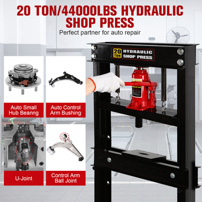 Honnecl 20 Ton Hydraulic Shop Press, H-Frame Garage Benchtop Press