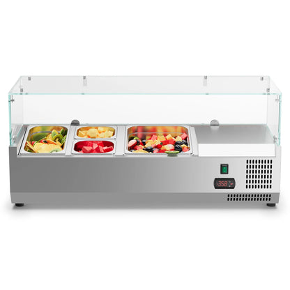 Refrigerated Condiment Prep Station, 40 inch 28 QT Sandwich Prep Table, Salad Bar, 3-Year Warranty