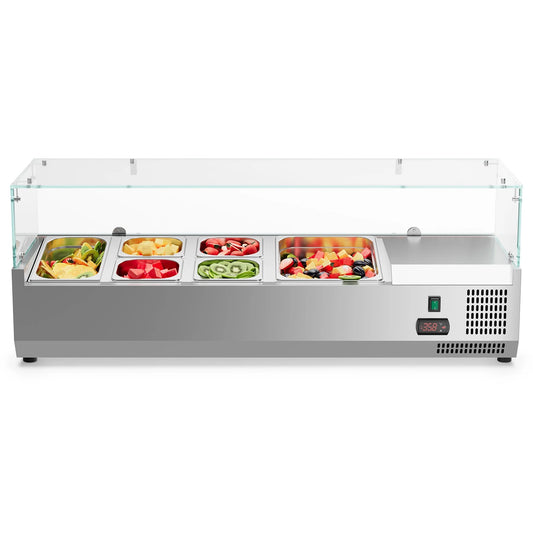 Refrigerated Condiment Prep Station, 47 inch 36 QT Sandwich Prep Table, Salad Bar, 3-Year Warranty